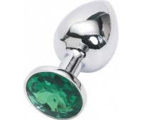 Анальная пробка Silver Plug Green Jewel