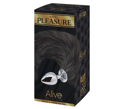 Металева анальна пробка з хвостом BLACK (розмір S) Металева анальна пробка з хвостом BLACK (розмір S)