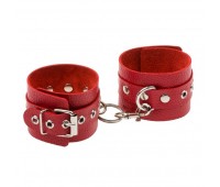 Наручники Leather Double Fix Hand Cuffs, Red, кожа