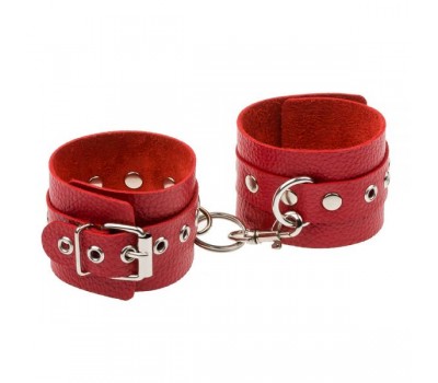 Наручники Leather Double Fix Hand Cuffs, Red, кожа