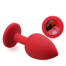 Анальная пробка Red Silicone, Ruby c кристаллом, размер S