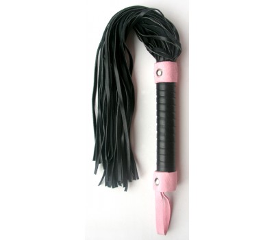 ПЛЕТКА L рукояти 160 мм L хвоста 290 мм, цвет розовый/чёрный, PVC