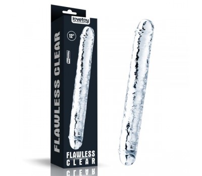 Двухконечный фаллоимитатор 12'' Flawless Clear Double Dildo, Clear