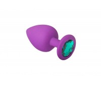 Анальная пробка силиконовая со стразом Purple Silicone Emerald, S