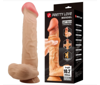 Вибратор на присоске с хребтом и эффектом скользящей кожи BAILE - Sliding Skin 9,4'' Flesh, BW-008104ZRG