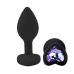 Силиконовая анальная пробка EGZO - Silicone Black Heart Plug Amethyst, size S
