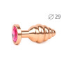 ВТУЛКА АНАЛЬНАЯ "GOLD PLUG SMALL" (золотая), L 71 мм D 29 мм, вес 60г, цвет кристалла рубиновый