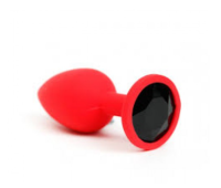 Анальная пробка, Red Silicone, Black Dimond M