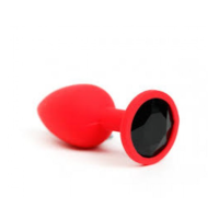 Анальная пробка, Red Silicone, Black Dimond M