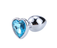 Металлическая анальная втулка “Heart” blue, размер S