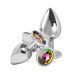 Металлическая анальная пробка Silver, chameleon crystal, размер М