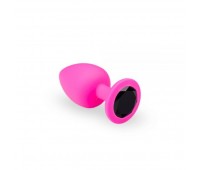 Анальная пробка с кристаллом, Pink Silicone Black Diamond, M