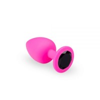 Анальная пробка с кристаллом, Pink Silicone Black Diamond, M