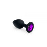 Анальная пробка с кристаллом, Black Silicone Amethyst, S