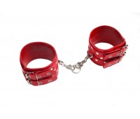 Оковы Leather Double Fix Leg Cuffs, Red