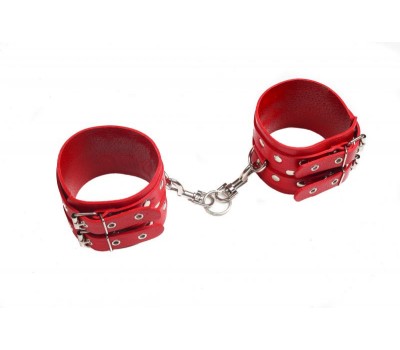 Оковы Leather Double Fix Leg Cuffs, Red