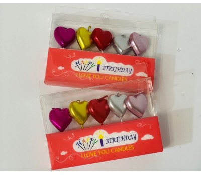 Свечи для торта Heart в наборе 5 шт цвет ассорти