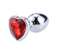Металлическая анальная втулка “Heart” red, размер S