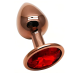 Анальная пробка с кристаллом EGZO - Dark Gold Round Plug Red, size S