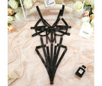 Эротический открытый боди с ремнями "Aisha", black