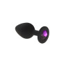 Анальная пробка с кристаллом, Black Silicone Amethyst, M