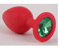Анальная пробка, Red Silicone, Emerald M