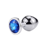 Металлическая анальная пробка Silver, dark blue, размер М