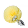 Металлическая анальная пробка с помпоном S, yellow