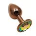 Анальная пробка с кристаллом EGZO - Dark Gold Round Plug Rainbow, size S