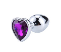 Металлическая анальная втулка “Heart” violet, размер S