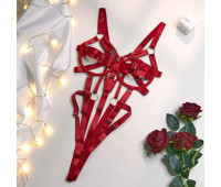 Эротический открытый боди с ремнями "Aisha", red S