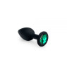 Анальная пробка чёрного цвета с кристаллом Black Silicone Emerald, S