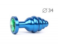 ВТУЛКА АНАЛЬНАЯ "BLUE PLUG MEDIUM" (синяя), L 80 мм D 34 мм, вес 90г, цвет кристалла зелёный
