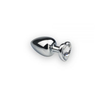 Анальная пробка Silver Heart Diamond, M с кристаллом в виде сердечка