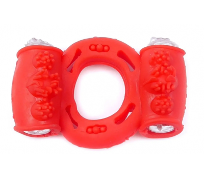 Эрекционное вибро кольцо BOSS Vibrating Cock Ring Double Red