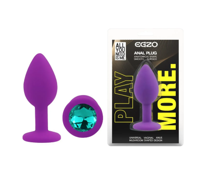 Силиконовая анальная пробка EGZO - Silicone Purple Round Plug Marine, size S