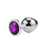 Металлическая анальная пробка Silver, violet размер М