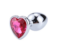 Металлическая анальная втулка “Heart” pink, размер S