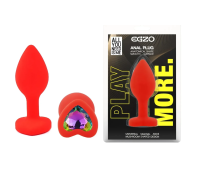 Силиконовая анальная пробка EGZO - Silicone Red Heart Plug Rainbow, size S Силиконовая анальная пробка EGZO - Silicone Red Heart Plug Rainbow, size S