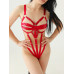 Эротический открытый боди с ремнями "Aisha", red M