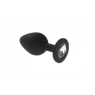 Анальная пробка с кристаллом, Black Silicone Diamond, M