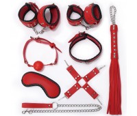 НАБОР (маска,ошейник,кляп,фиксатор,наручники,оковы,плеть)+Подарок QBCK-05