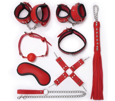 НАБОР (маска,ошейник,кляп,фиксатор,наручники,оковы,плеть)+Подарок QBCK-05