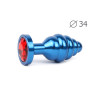 ВТУЛКА АНАЛЬНАЯ "BLUE PLUG MEDIUM" (синяя), L 80 мм D 34 мм, вес 90г, цвет кристалла красный