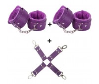Набор БДСМ «Love caresses» цвет фиолетовый наручники, оковы, коннектор