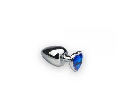 Анальная пробка Silver Heart Sapphire с кристаллом в виде сердечка S