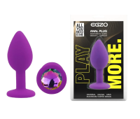 Силиконовая анальная пробка EGZO - Silicone Purple Round Plug Rainbow, size S Силиконовая анальная пробка EGZO - Silicone Purple Round Plug Rainbow, size S