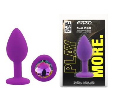 Силиконовая анальная пробка EGZO - Silicone Purple Round Plug Rainbow, size S