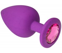 Анальная пробка, Purple Silicone Pink-Rhodolite, L