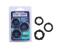Эрекционные кольца STAY HARD набор 3шт разного размера, черные Эрекционные кольца STAY HARD набор 3шт разного размера, черные